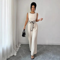 2026 New Spring Rafferiza Casual Vacation round Neck Color-Block Sleeveless Women'S Jumpsuit Clothing Y2K、 Beach