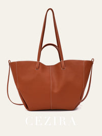 Fashionable PU Vegan Leather Tote Handbag for Women Classic Large Capacity Shoulder Bag Top-Handle Purse Shopping Travel Commute