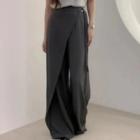Summer Women'S Pants Office Lady New Design Fashion Loose Chic Minimalist Work Wear OL High Waist Wide Leg Casual