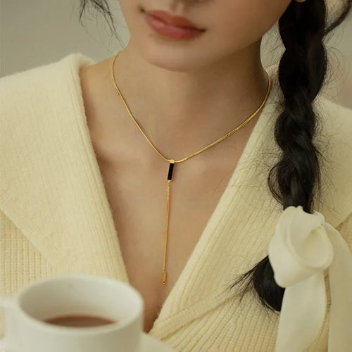 Stainless Steel Square Natural Shell Pendant Necklace for Women Girls Gold Color Clavicle Chain Jewelry Wedding Birthday Gift