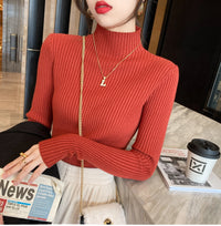 Solid Color Slim Tops Chic Autumn Winter 2026 Pullovers Women Long Sleeve Casual Turtleneck Warm Basic Sweater Knit Jumpers