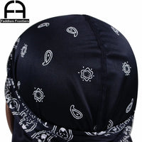 Premium Men Silk Durag Paisley Design Printing Silky Durags Long Straps Headwear Head Scarf Wave Cap Headwrap Durags