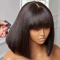 European and American Fashion Full-Coverage Synthetic High-Temperature Fiber Wig with Bangs, Medium-Long Hair