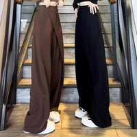 Women Loose Pants Relaxed Fit Trousers High Waist Wide Leg Pants Loose Fit Trousers Irregular Splicing Patchwork for Women
