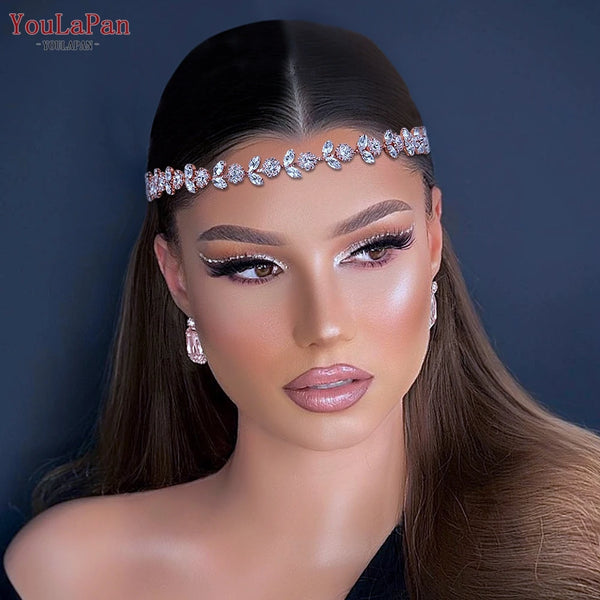 Wedding Head Piece Bridal Hair Accessories Shiny Rhinestone Headbands for Party Bride Tiara Forehead Headpiece HP309