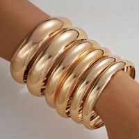 Vintage Chunky Wheels Metal Cuff Bangles Bracelets Set for Women Fashion Simple Smooth Exaggerated Stacked Bangles Jewelry Gifts