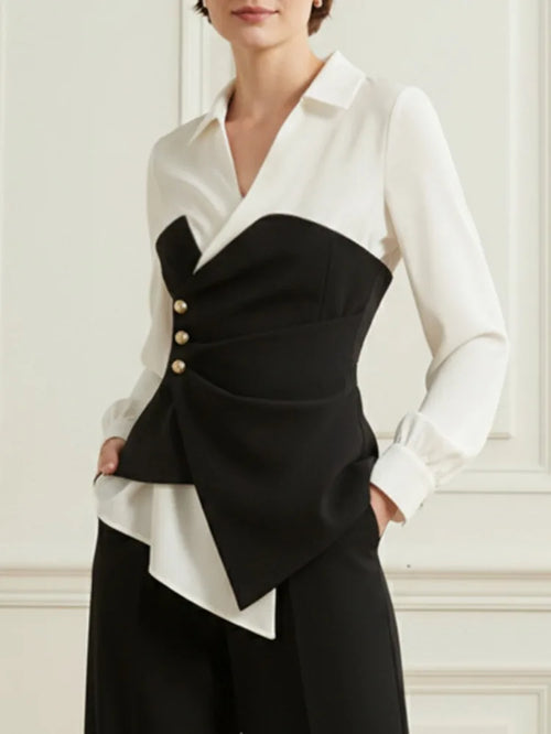 Chemisier femme noir et blanc élégant