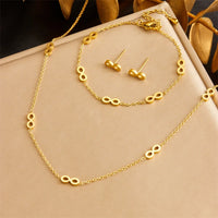 316L Stainless Steel Golden Infinite Necklace Bracelet Earrings Suit Women 2024 New Number Digit8 Non-Fading Jewelry Set