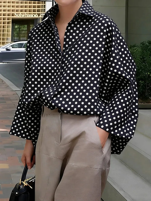Chemisier Oversize Femme | À Pois avec Revers