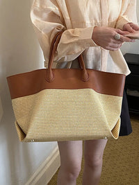 Hot Sale Boho Style Summer Straw Bag Large Capacity Woven Shoulder Bag Contrast Color Fashion Casual Women Daily Handbag