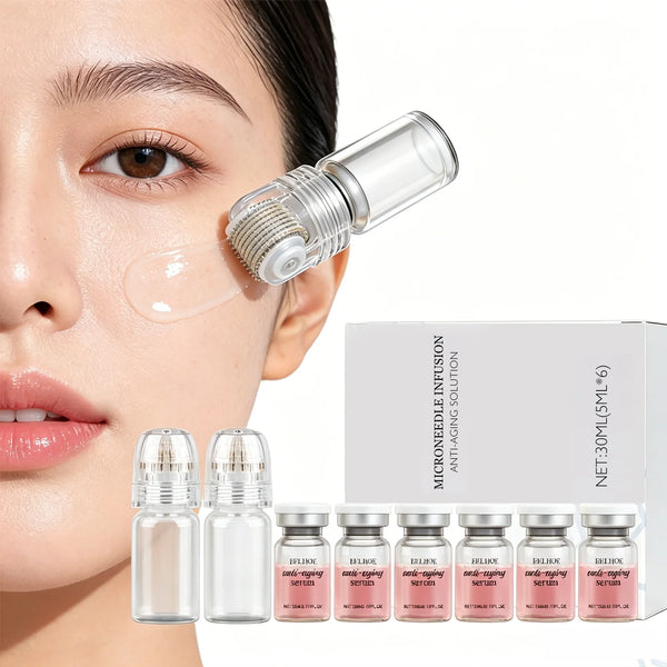 2 Tools + 6 Bottles Korean Moisturizing Renewal Set, Firming & Anti-Fine Lines Daily Skin Care Essence
