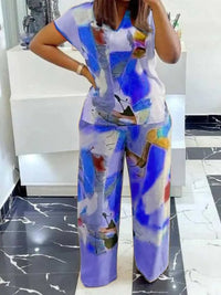 2 Piece Sets Women Outfit Fashion Print Top and Trousers Female Clothing Summer Suit Pants for Ladies Casual plus Size Clothes