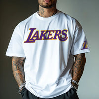 Los Angeles Lakers Pure Cotton Tshirttrendy Stylish Streetwear Men Fitness Muscle White Casual Tee Shirt