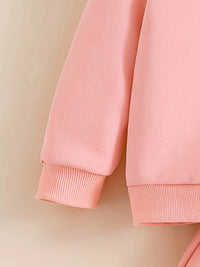 Newborn Baby Girl'S English Printed Fleece Hoodie and Sporty Casual Pants Are Suitable for Outdoor Use