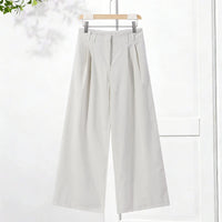 Fashion Solid Two-Piece Set Women'S Lapel Single Breasted Back Lace up Shirt Loose Pants 2026 Summer New Lady Casual Outfit