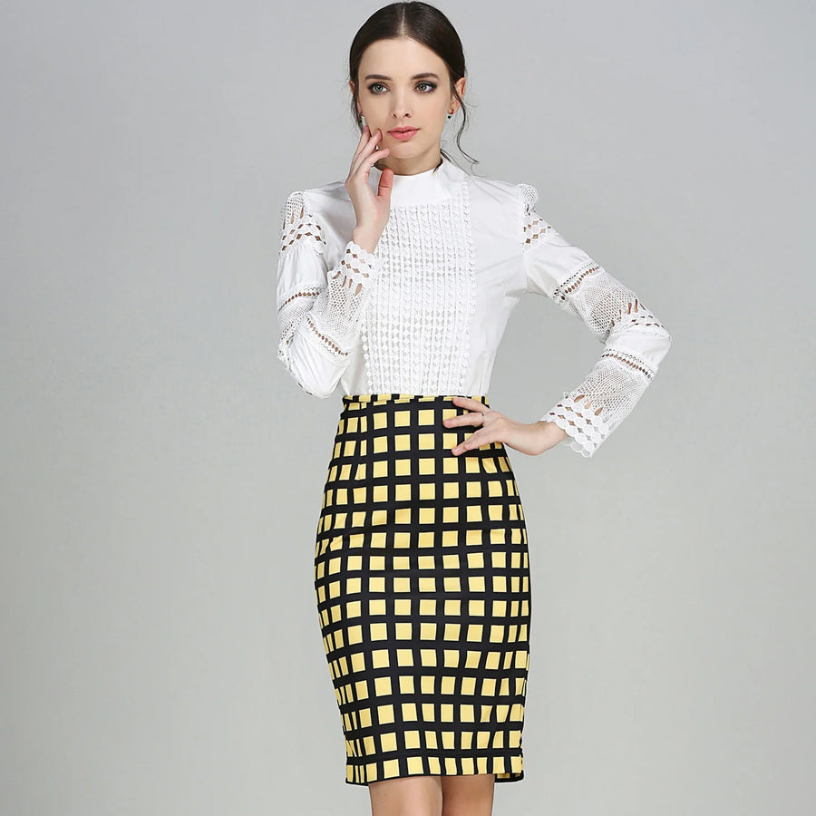 Summer Fashion plus Size Women'S Skirt Plaid Skirt New High Waist Pencil Skirt