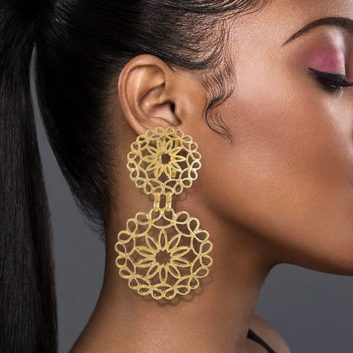 Women Earrings Luxury Design Big Drop Earrings Two Tone Fashion Jewelry Wedding Party Gift Trending