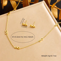 316L Stainless Steel Golden Infinite Necklace Bracelet Earrings Suit Women 2024 New Number Digit8 Non-Fading Jewelry Set