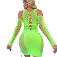 Hollow Out Sexy Nightdress Lingerie Lace Fishnet Pajamas Sexy Beachwear Mini Dress Erotic Hot Babydoll Dress Exotic Costumes
