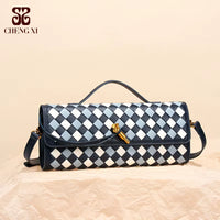 New Plaid Sacs Main Pour Femmes High-End Woven Evening Bag Fashionable Diamond Grid Organ Bag Single Shoulder Crossbody Bag