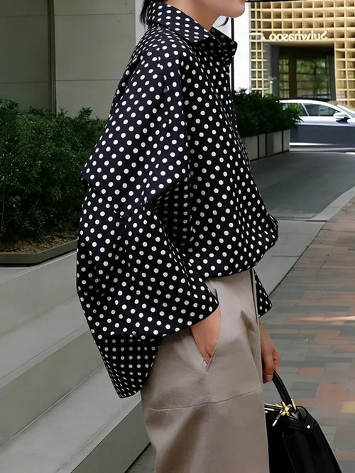Chemisier Oversize Femme | À Pois avec Revers