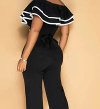 2026 Spring and Summer New Fashion Grace Contrast Color Women'S Jumpsuit Sexy V-Neck Ruffled Casual One-Piece Suit Jumpsuit