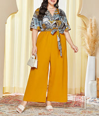 Plus Size Women Clothes Jumpsuit Summer Clothes Blue Urban Leisure Bodysuit New Wide Leg Jumpsuit Wholesale Dropshipping