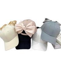 Summer Bowknot Baseball Cap - Fashion Satin Large Bow Back Detail Cap, UV Shade Visor Hat for Women
