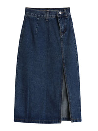 Women'S Midi Denim Skirt Spring Side Split High Wasit Jeans Skirts Straight Female A-Line Pencil Skirt 2023 New Summer