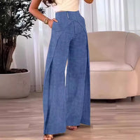 2026 Women'S Elegant Pants New Staggered Design High Waist Casual Wide Leg Pants Solid Slim Fit Trousers for Women Flare Pants