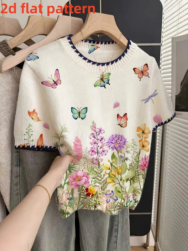 Floral Pattern Women's Top – Short Sleeve
