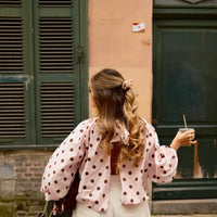 Loose Polka Dot Backless Women'S Shirt Lace up Pleated O-Neck Lantern Long Sleeve Blouses 2026 Spring Casual All-Matching Tops