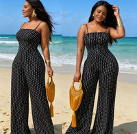 Siren Chic 2026 Women'S Fashion Dot Print Wrap Chest Cami Jumpsuit Sexy Sleeveless Party Rompers