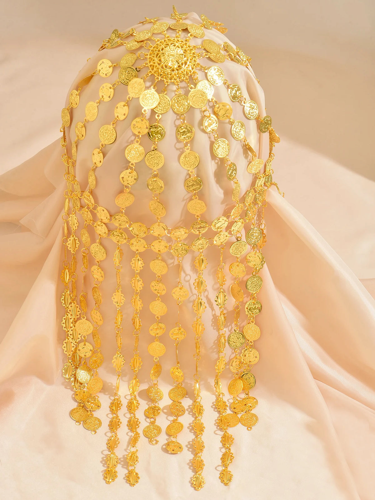 Middle Eastern Vintage Court-Style Curtain, Coin-Shaped Mask, Dance Necklace, Creative Headwear, Hairband. Middle Eastern Trendy