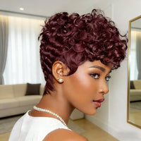 Pixie Human Hair Wig with Curls Short Wigs for Women Full Machine Made Wigs Mullet Wigs
