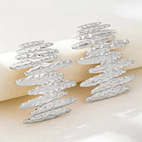 Large Metal Stamping Post Earrings for Women Textured Fashion Jewelry Hammered Geometric Holiday Trendy New Styles Gifts MQF199