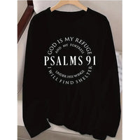 Women'S Inspirational Psalms 91 Verse Long Sleeve T-Shirt Casual Crew Neck Women T Shirt All Seasons Graphic Sweater Clothing