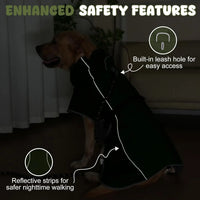 Dog Raincoat Windbreaker for All Dog Sizes Waterproof Dog Outdoor Jacket with Reflective Strip, Adjustable Straps & Snap Button
