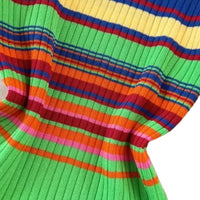 Women'S Rainbow Striped Crew Neck Sundress Short Sleeve Stretchy Knit Bodycon Maxi Dress Summer Daily Beach Vacation Party Dress