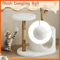 Real Wood Modern Cat Tree Tower with Wicker Condo Scratching Post Bed Boho Luxury Pet Furniture for Indoor Cats Space Saving