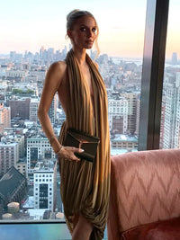 Ruched Halter Maxi Dress Women Sleeveless Backless Irregular Hem Solid Vacation Classic Basis Prom Party Elegant Vestidos