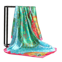 1Pc Minimalist Bohemian Printed Satin Square Scarf New Women Fashion Bandana Headband for Daily Casual Elegant Headscarf Shawl