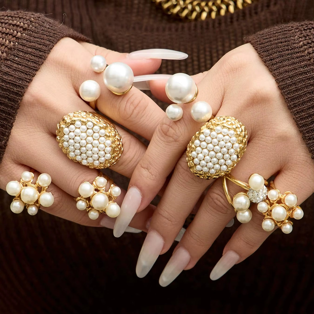 Bague Épaisse Femme | Acier Inoxydable et Perles