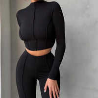 Ladies Matching Set High Waist Slim Pants Suit Jumpsuit Overall Spring Summer