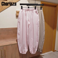 Bloomers Female Trousers Pleated Loose High Waist Bandage Streetwear Wide Leg Women Pants Ropa Y2K Barata Y2K Clothes Women