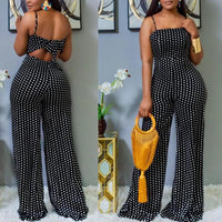 Siren Chic 2026 Women'S Fashion Dot Print Wrap Chest Cami Jumpsuit Sexy Sleeveless Party Rompers