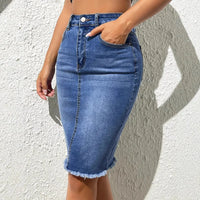 New Elastic High-Waist Denim Hip Skirts Women