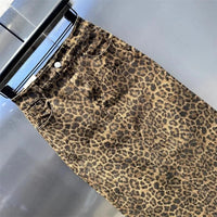 Ladies New Temperament Leopard Fashion Skirt Spring Summer and Autumn New High Waist Slim Fashion Joker Button Denim Hip Skirt