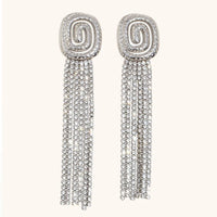 La. Muses Sparkling Cubic Zirconia Tassel Chain Stainless Steel Women'S Earrings Advanced Waterproof Jewelry Gifts
