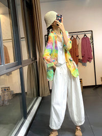 1774 Summer Thin Personality Colorful Lady Casual Suit Blazer Comfortable Cotton Linen Holiday Loose Breathable Women Jackets